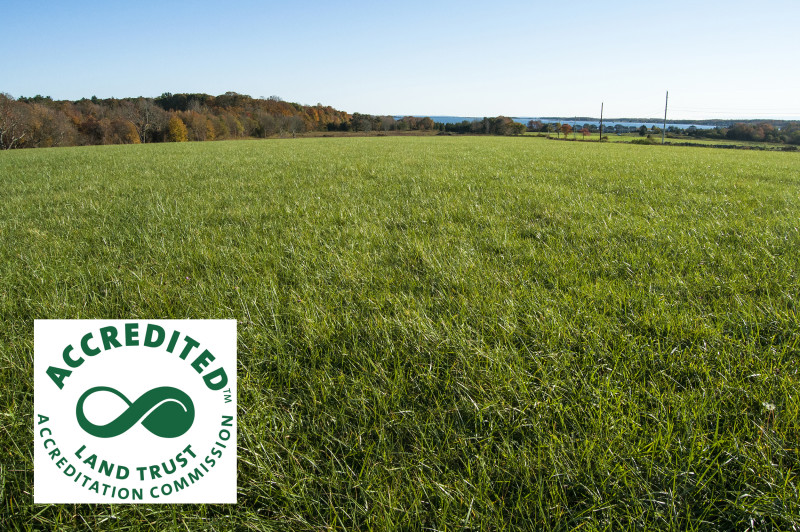 protected farmland on Nasketucket Bay with Accredited Land Trust seal