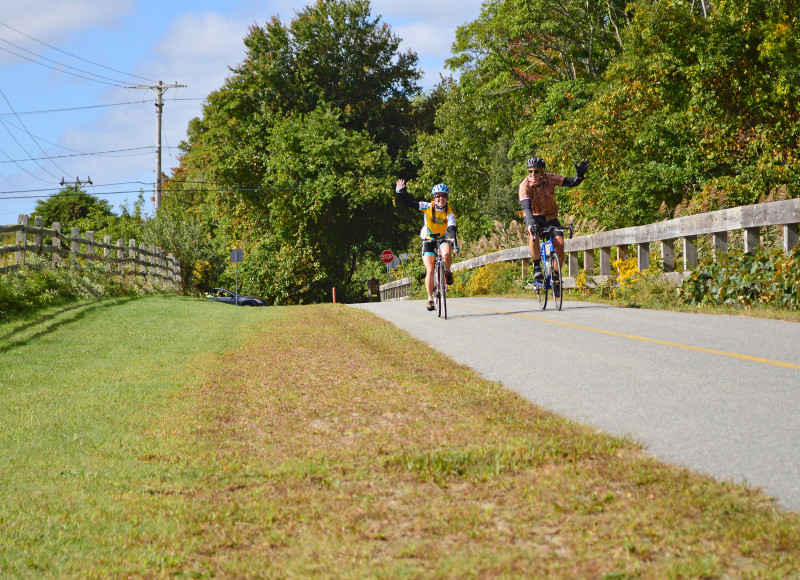 two cyclists on bike path in Fairhaven