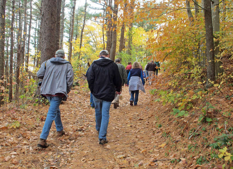 people walking on the Moraine Trail in Falmouth