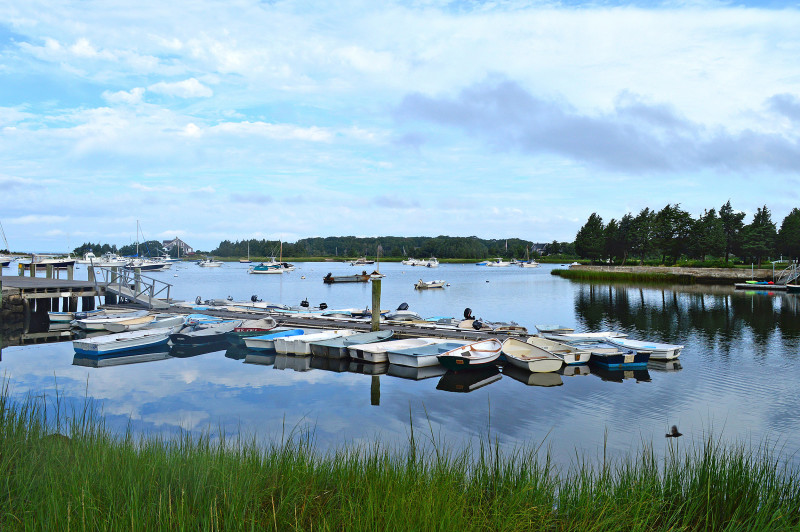 rowboats at the West Falmouth Harbor dock