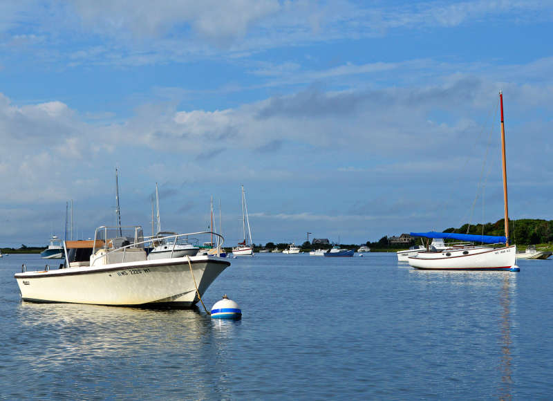 boats moored on West Falmouth Harbor