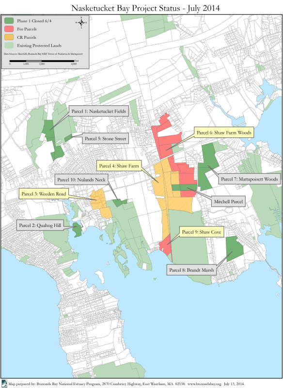 map of Nasketucket Bay Land Conservation Project in Fairhaven and Mattapoisett