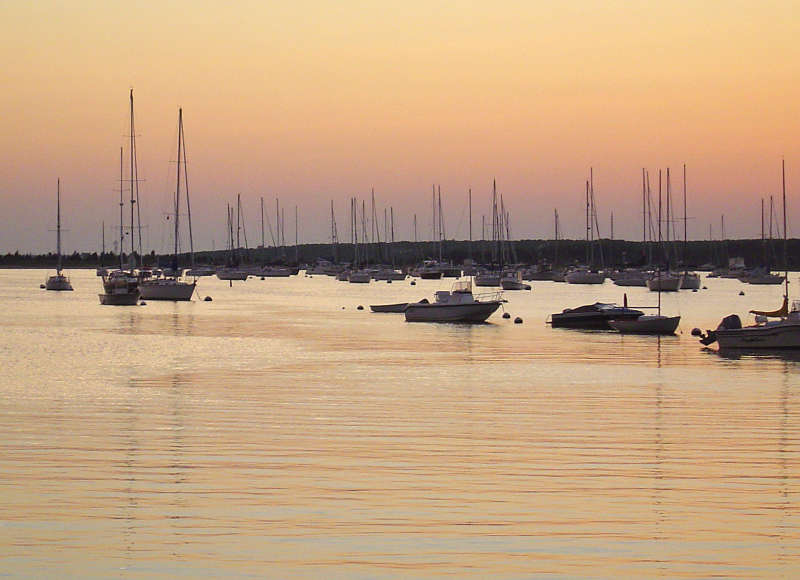 sunset over Red Brook Harbor in Cataumet