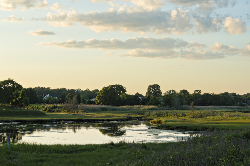 a golf course next to Eel Pond in Mattapoisett