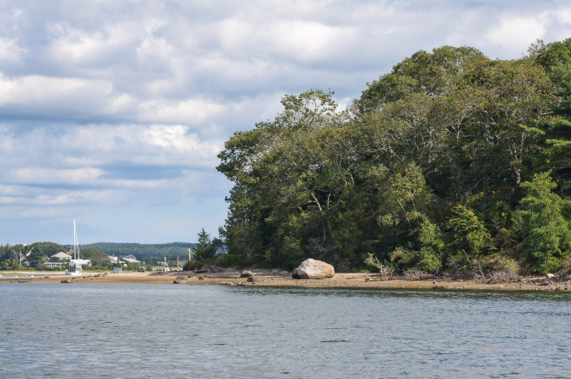 the shore of Wickets Island in inner Onset Bay