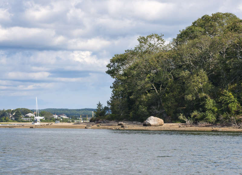 the shore of Wickets Island in inner Onset Bay