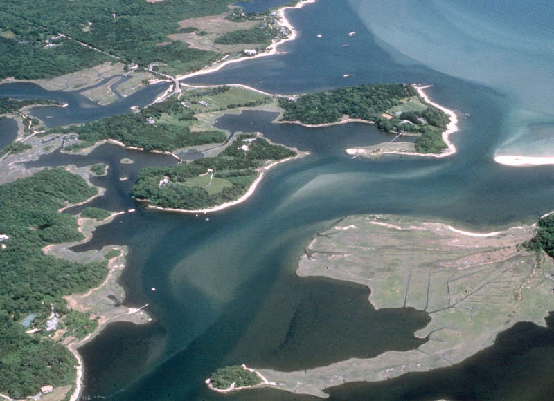 aerial view of the Slocums River mouth