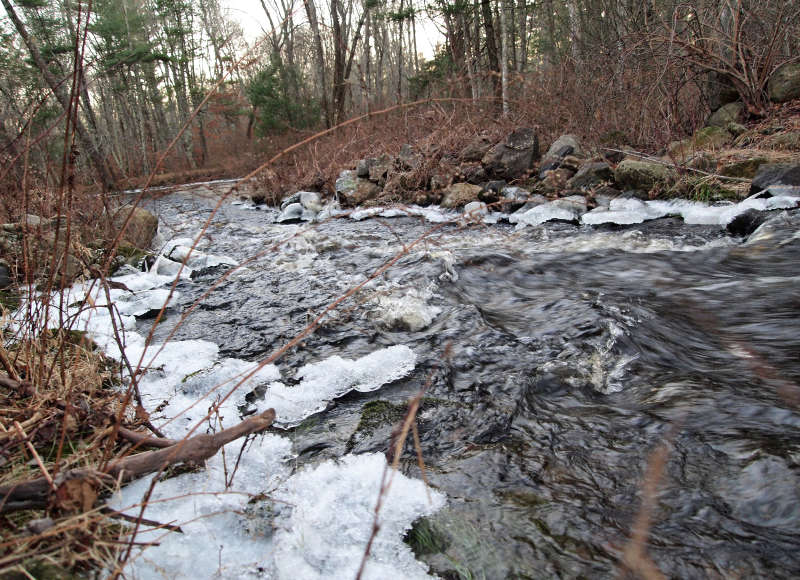 ice on Mattapoisett River in Rochester