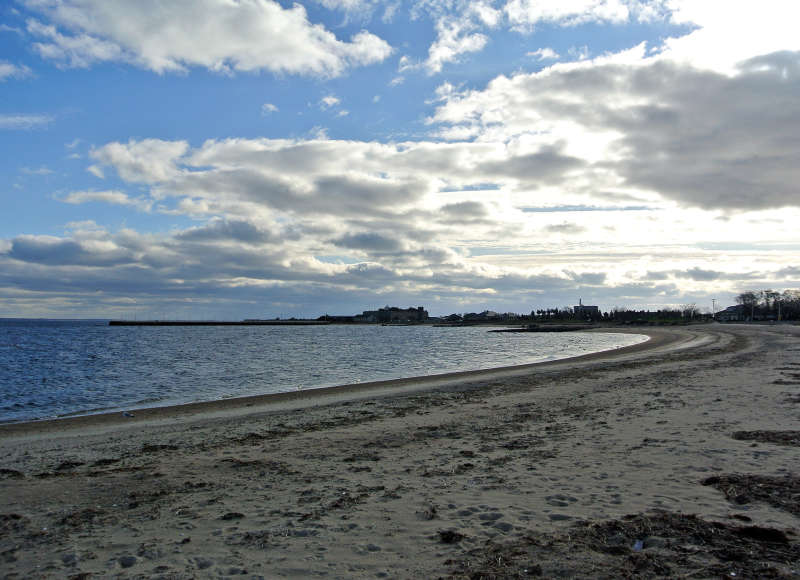 sandy shoreline at East Beach in New Bedford