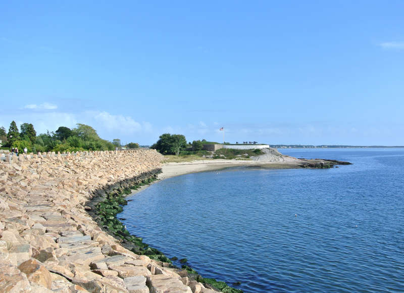 cannons along the water at Fort Phoenix in Fairhaven