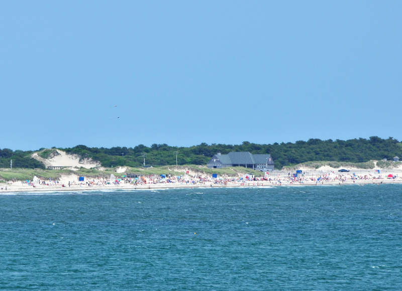 hundreds of people on Horseneck Beach on a summer day