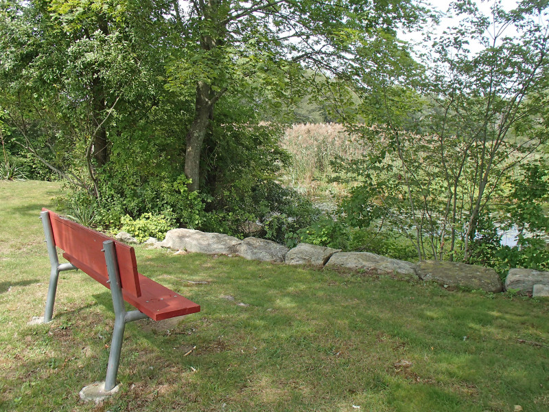 bench by the Paskamanset River in Dartmouth