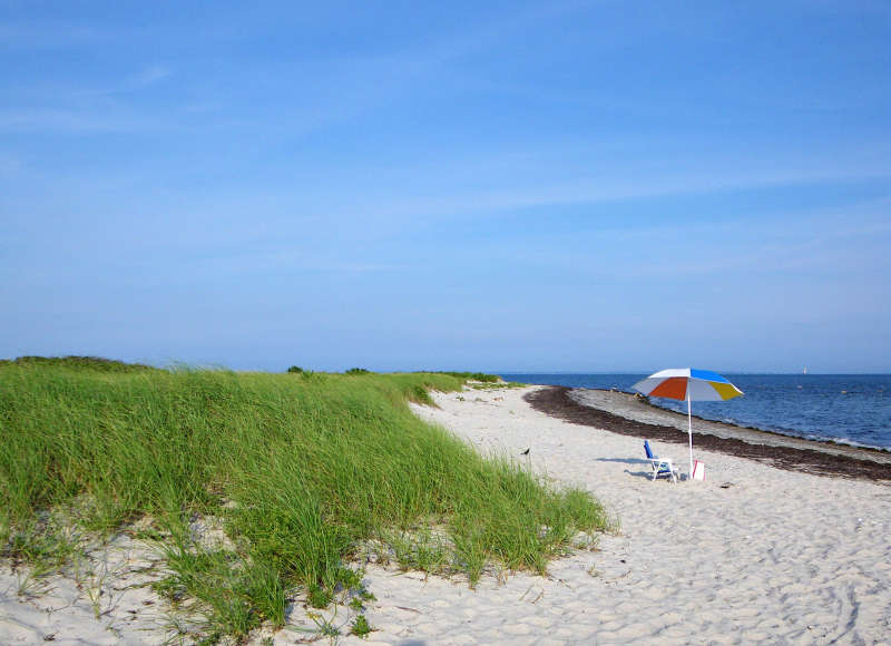 beach chair on a Buzzards Bay beach in Fairhaven