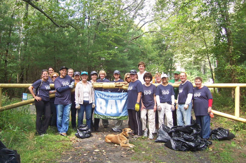 a group of volunteers at a cleanup at Horseshoe Mill in Wareham