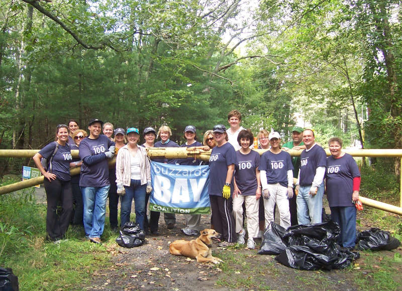 a group of volunteers at a cleanup at Horseshoe Mill in Wareham