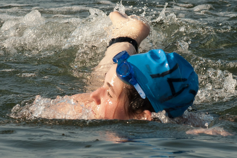 a woman swimming in Buzzards Bay