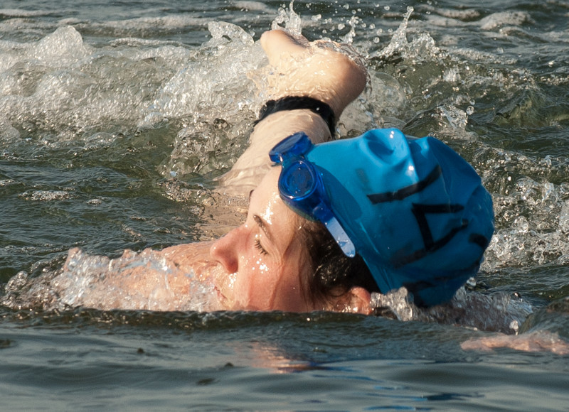 a woman swimming in Buzzards Bay