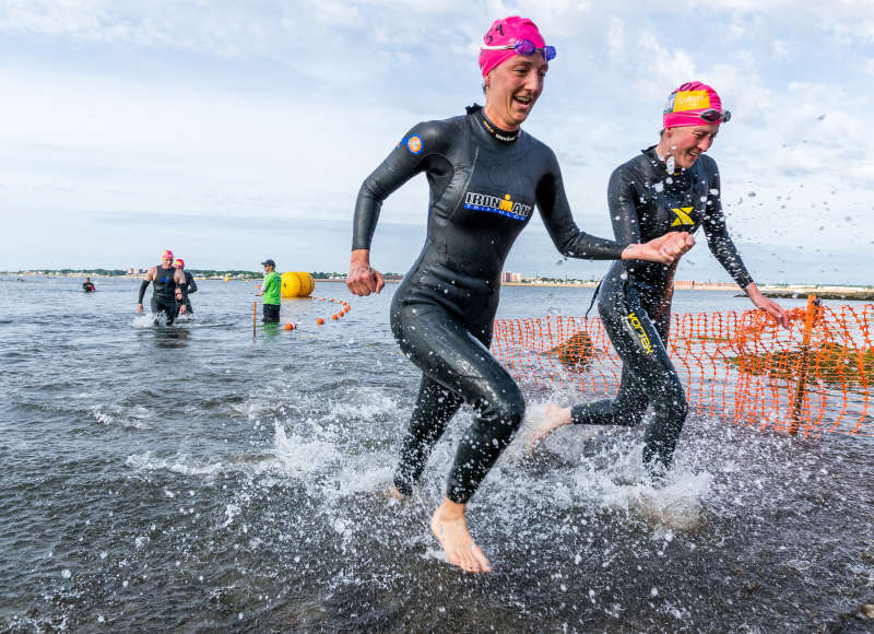 sisters Rachel Ashley and Rebekah Ashley Rubin at the 2015 Buzzards Bay Swim