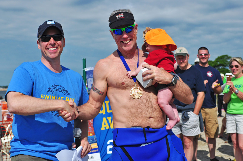 Coalition President Mark Rasmussen with swimmer Bob Milne