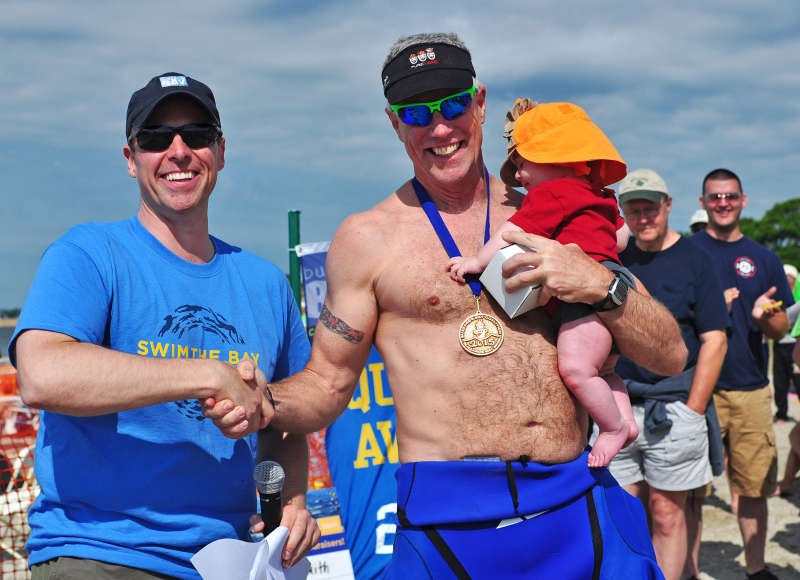 Coalition President Mark Rasmussen with swimmer Bob Milne