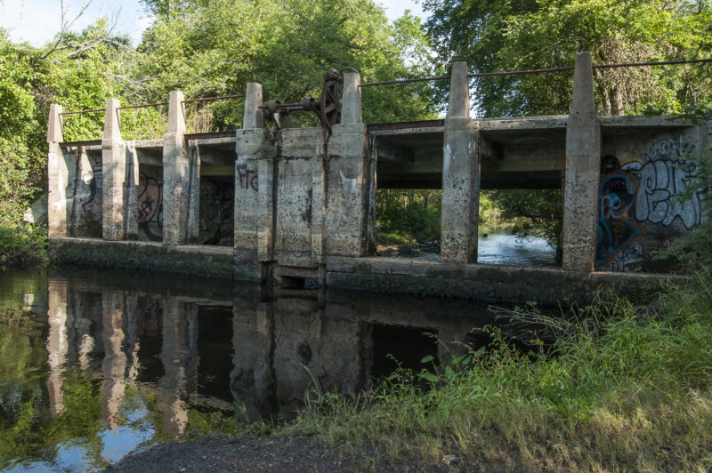 the remnants of a dam at Horseshoe Mill on the Weweantic River in Wareham