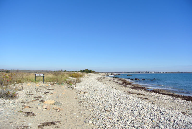 rocky shoreline of Buzzards Bay at Allens Pond Wildlife Sanctuary in Dartmouth