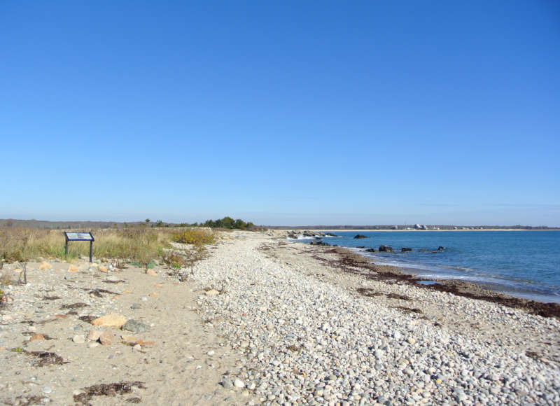 rocky shoreline of Buzzards Bay at Allens Pond Wildlife Sanctuary in Dartmouth