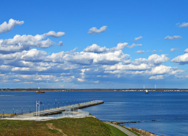 fishing pier on New Bedford Harbor at Fort Taber Park