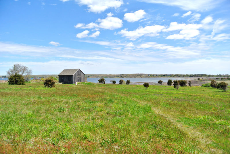 Benjamin Family Environmental Center and Quicksand Pond from Goosewing Beach Preserve in Little Compton, Rhode Island