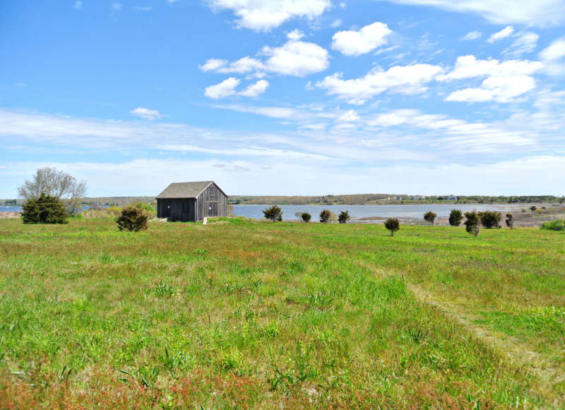 Benjamin Family Environmental Center and Quicksand Pond from Goosewing Beach Preserve in Little Compton, Rhode Island