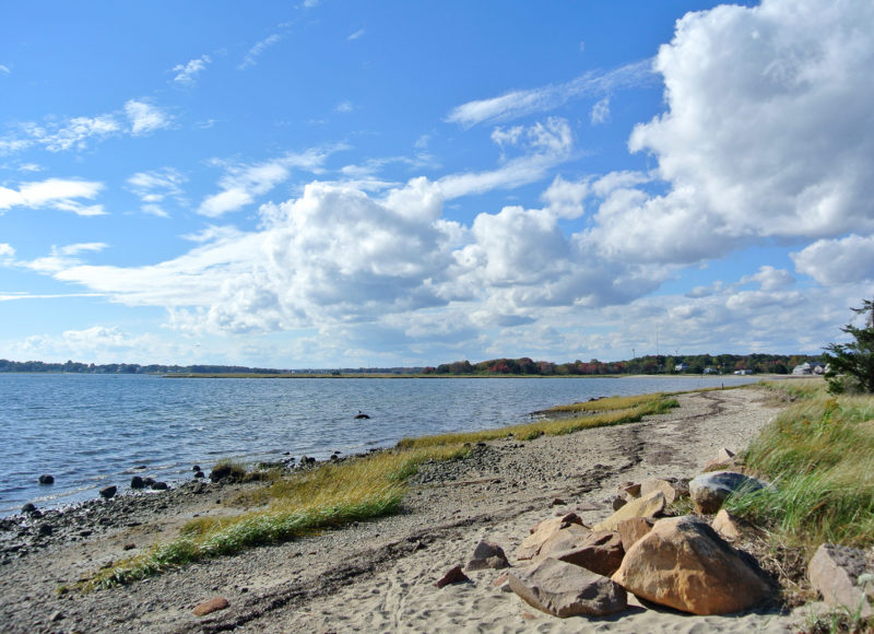 the shoreline of Nasketucket Bay from Nasketucket Bay State Reservation