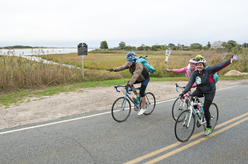 South Coast Almanac team biking in Westport during Buzzards Bay Watershed Ride