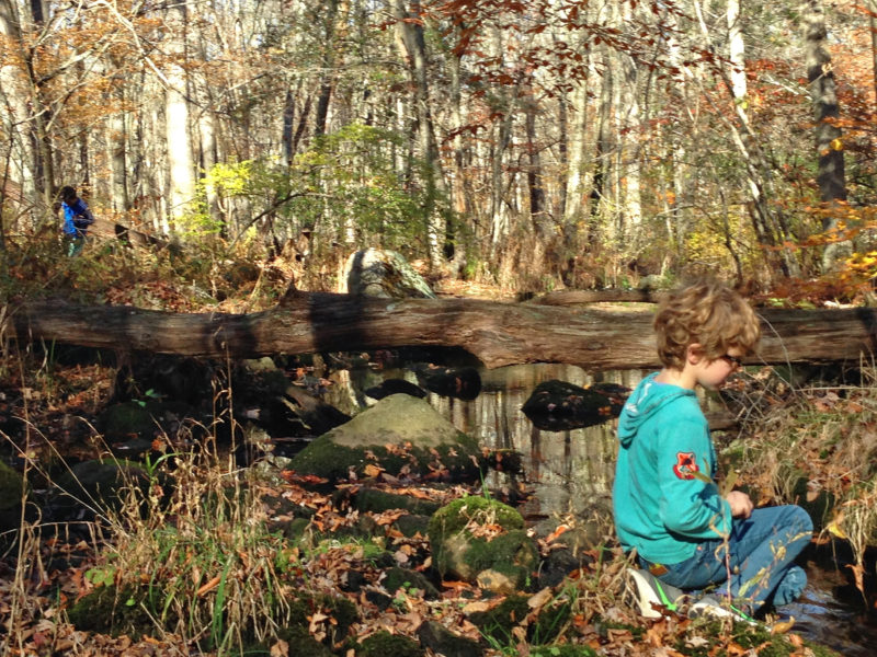 child playing by Angeline Brook in Westport