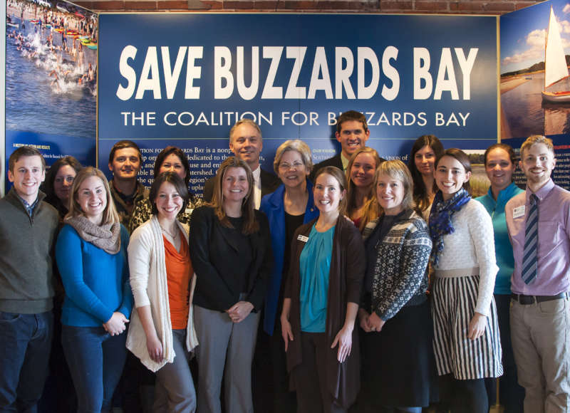 Senator Elizabeth Warren with the staff of the Buzzards Bay Coalition