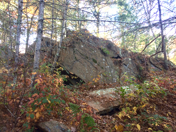 granite outcrop at old Hammond quarry in Mattapoisett