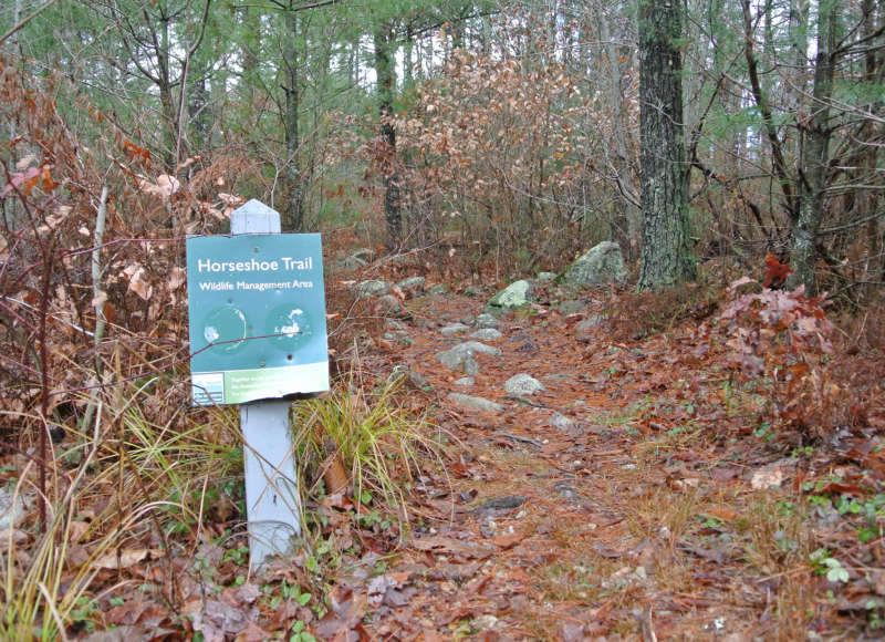 sign for Horseshoe Trail at Copicut Woods in Fall River