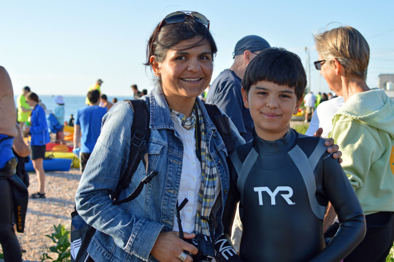 Marco Brunette and his mom at the Buzzards Bay Swim
