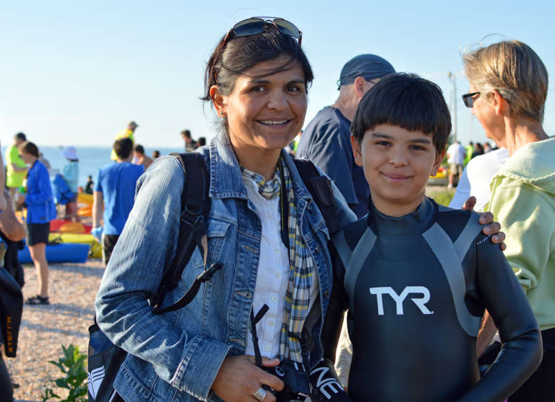 Marco Brunette and his mom at the Buzzards Bay Swim