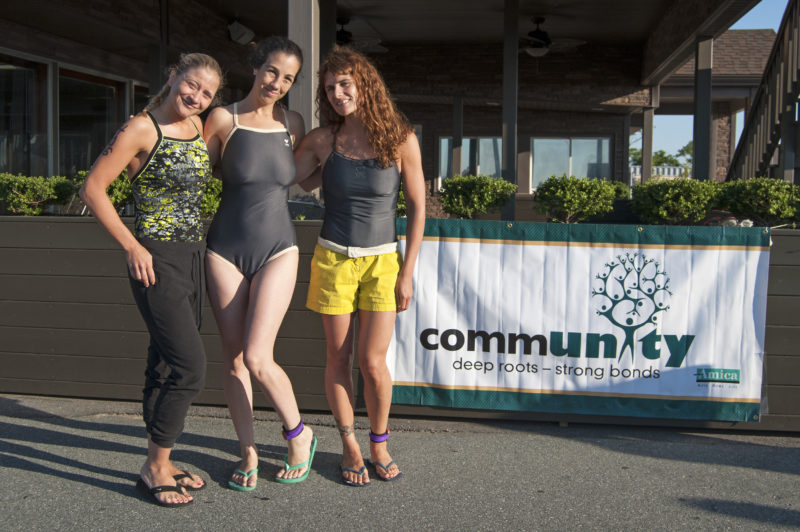 swimmers at the Buzzards Bay Swim start line in New Bedford