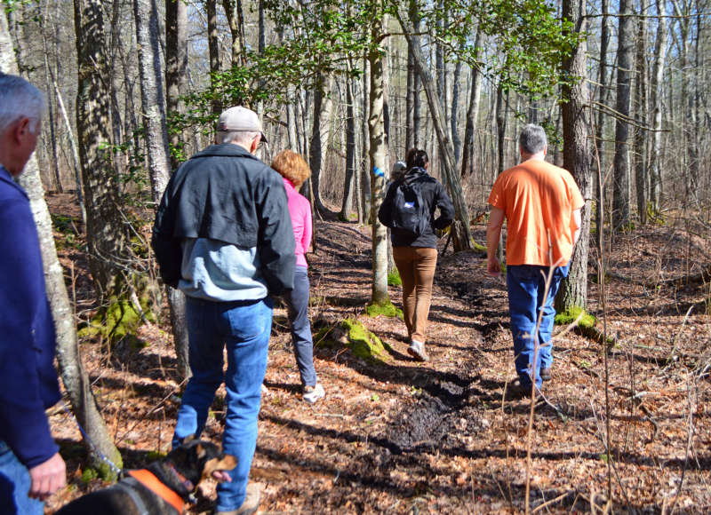 people walking on the trail at Doggett's Brook in Rochester