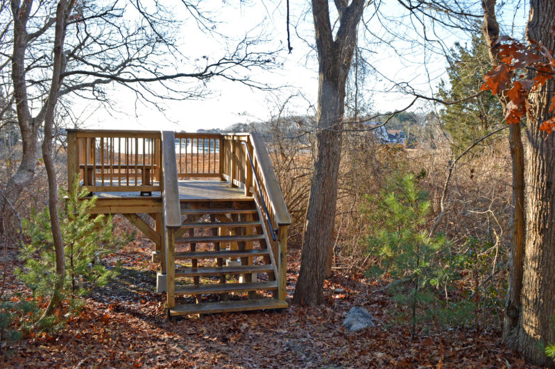 observation platform overlooking Blankenship Cove at Peirson Woods in Marion