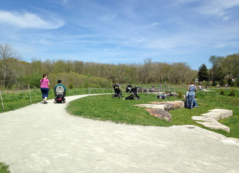 people using wheelchairs and strollers at The Sawmill in Acushnet