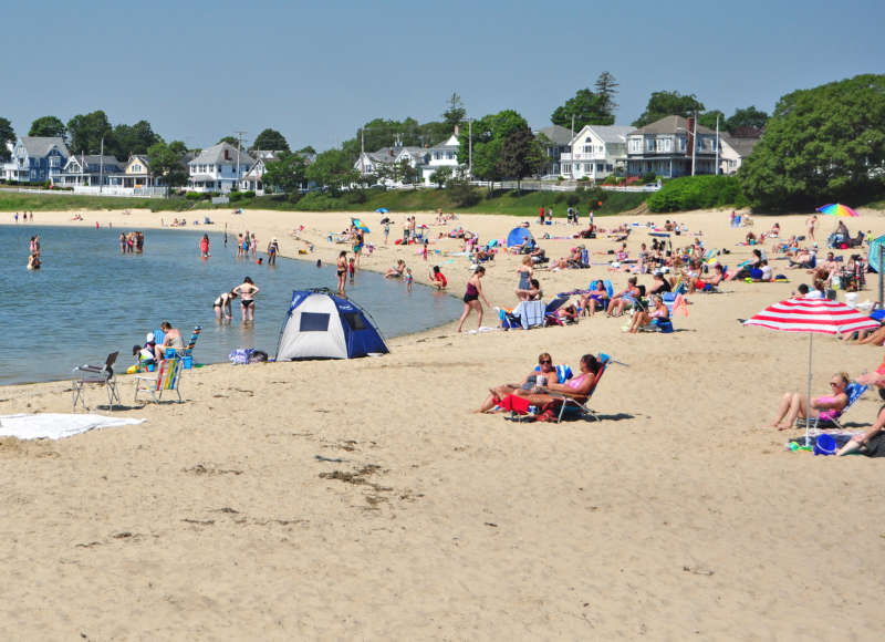 people on Onset Beach in the summer