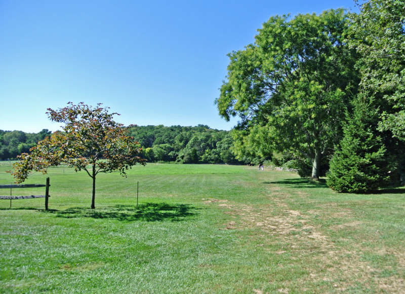 walking path across field at Bourne Farm in Falmouth