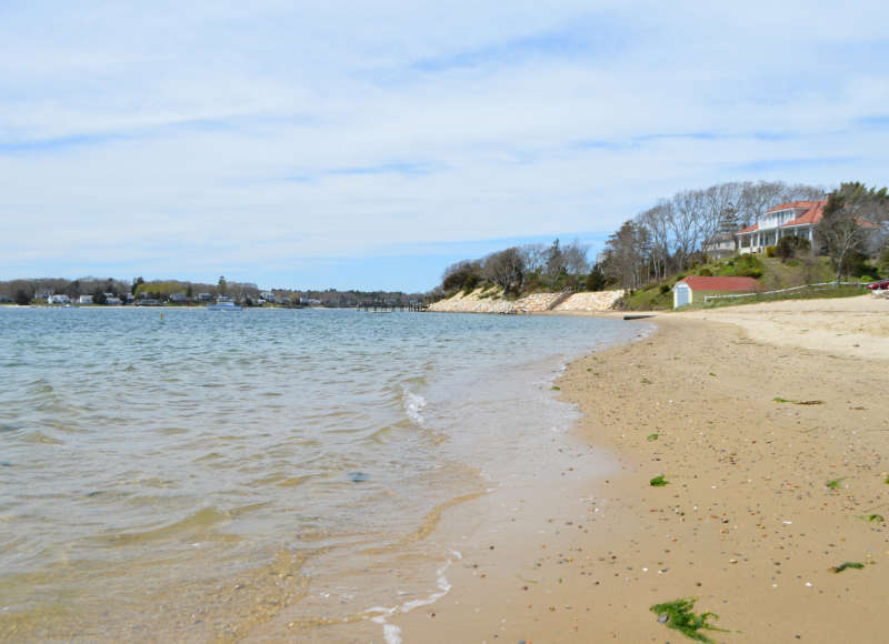 the shoreline of Electric Avenue Beach in Bourne