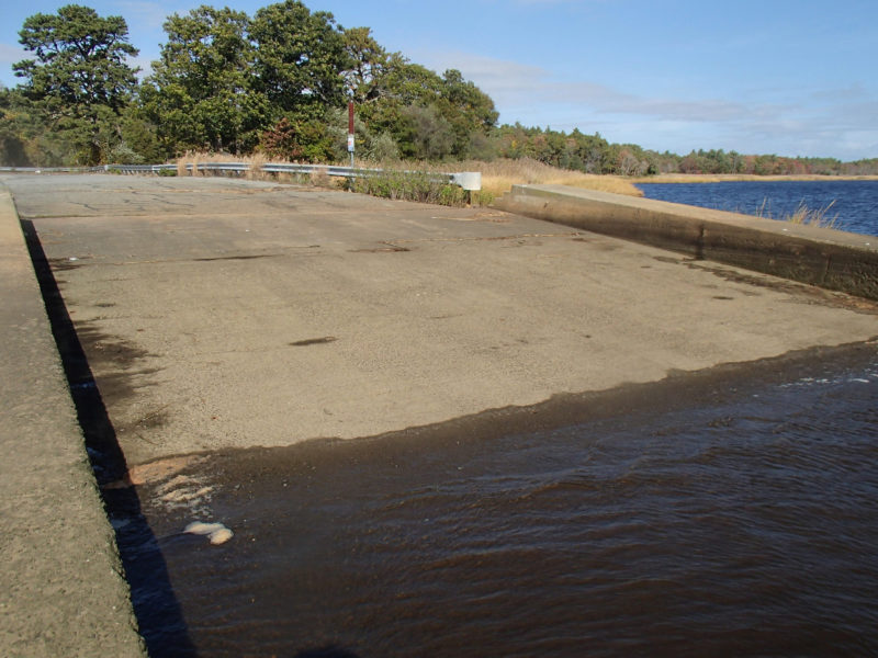 Paved boat ramp on the Weweantic River in Wareham.