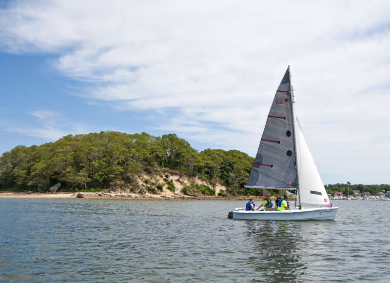 Sailboat on Onset Bay next to Wickets Island