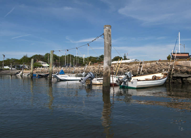 Boats tied up at Old Landing Wharf in Marion.