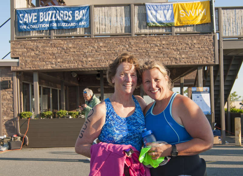 Nancy Smith and Kait Carvalho at the 2016 Buzzards Bay Swim