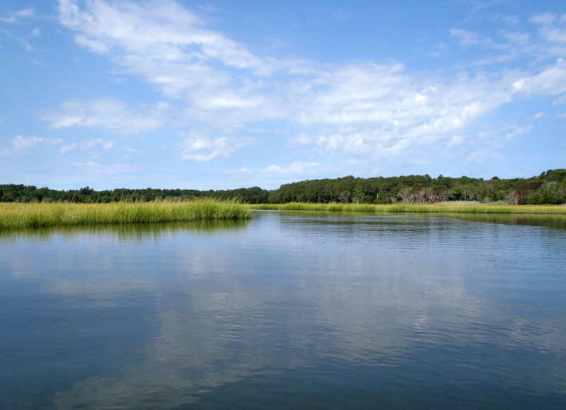 Scenic salt marshes on Shell Point Bay in Wareham.